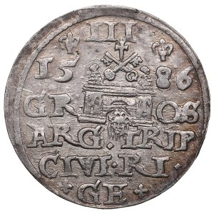 City of Riga under Polish rule, AR 3 Groszy / Trojak 1586 - Stefan Batory (1576-1586)