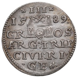 City of Riga under Polish rule, AR 3 Groszy / Trojak 1589 - Sigismund III Vasa (1587-1632)