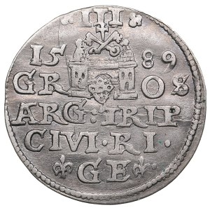 City of Riga under Polish rule, AR 3 Groszy / Trojak 1589 - Sigismund III Vasa (1587-1632)
