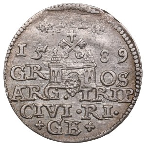 City of Riga under Polish rule, AR 3 Groszy / Trojak 1589 - Sigismund III Vasa (1587-1632)