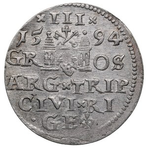 City of Riga under Polish rule, AR 3 Groszy / Trojak 1594 - Sigismund III Vasa (1587-1632)