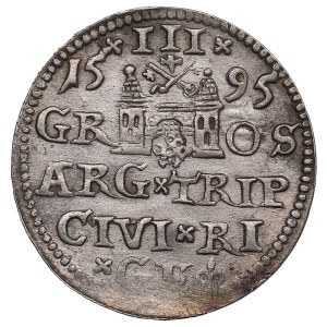 City of Riga under Polish rule, AR 3 Groszy / Trojak 1595 - Sigismund III Vasa (1587-1632)