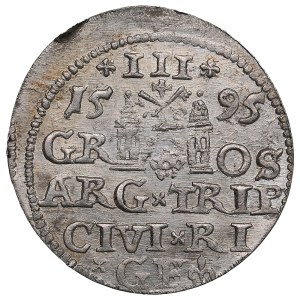 City of Riga under Polish rule, AR 3 Groszy / Trojak 1595 - Sigismund III Vasa (1587-1632)