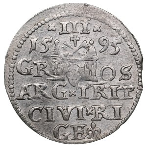 City of Riga under Polish rule, AR 3 Groszy / Trojak 1595 - Sigismund III Vasa (1587-1632)