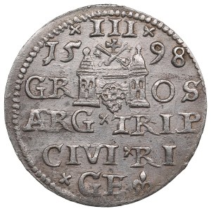 City of Riga under Polish rule, AR 3 Groszy / Trojak 1598 - Sigismund III Vasa (1587-1632)