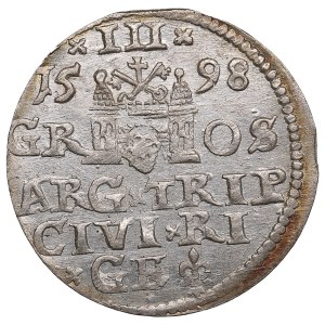 City of Riga under Polish rule, AR 3 Groszy / Trojak 1598 - Sigismund III Vasa (1587-1632)
