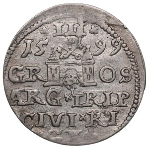 City of Riga under Polish rule, AR 3 Groszy / Trojak 1599 - Sigismund III Vasa (1587-1632)