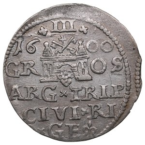 City of Riga under Polish rule, AR 3 Groszy / Trojak 1600 - Sigismund III Vasa (1587-1632)