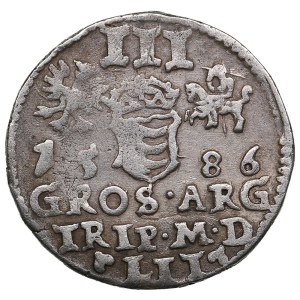 Polish-Lithuanian Commonwealth (Vilnius) AR 3 Groszy / Trojak 1586 - Stefan Batory (1576-1586)