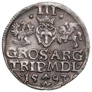 Polish-Lithuanian Commonwealth (Vilnius) AR 3 Groszy / Trojak 1593 - Sigismund III Vasa (1587-1632)