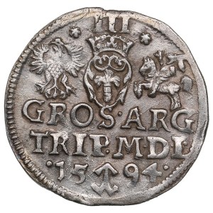 Polish-Lithuanian Commonwealth (Vilnius) AR 3 Groszy / Trojak 1594 - Sigismund III Vasa (1587-1632)