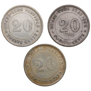 China (Republic) Kwangtung Province 2 Jiao / 20 Cents 1920, 1921 (3)