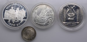 Commemorative silver coins and medal: Finland, Japan (4)