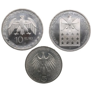Germany 5 Mark 1968, 10 Euro 2003, 2005 (3)