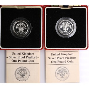 United Kingdom (Royal Mint, Llantrisant) 1 Pound 1986, 1987 Piedfort - Elizabeth II (1952-2022) (2)