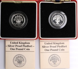 United Kingdom (Royal Mint, Llantrisant) 1 Pound 1986, 1987 Piedfort - Elizabeth II (1952-2022) (2)