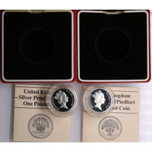 United Kingdom (Royal Mint, Llantrisant) 1 Pound 1986, 1987 Piedfort - Elizabeth II (1952-2022) (2)