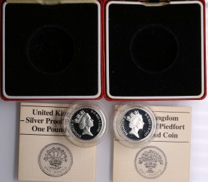 United Kingdom (Royal Mint, Llantrisant) 1 Pound 1986, 1987 Piedfort - Elizabeth II (1952-2022) (2)