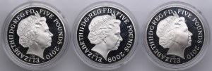 United Kingdom (Royal Mint, Llantrisant) 5 Pounds 2009, 2010 - Elizabeth II (1952-2022) - London Olympics (3)
