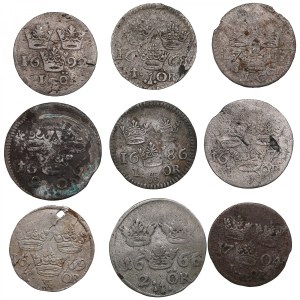 Sweden, group of 1 & 2 Öre 1666-1717 (2)