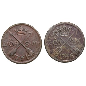 Sweden (Avesta) 2 Öre Silvermynt 1746; 1761 (2)