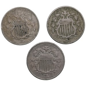 USA 5 Cents 1866, 1867, 1869 (3)