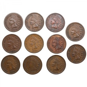 USA 1 Cent 1880, 1881, 1882, 1883, 1884, 1886, 1887, 1888, 1889 (11)