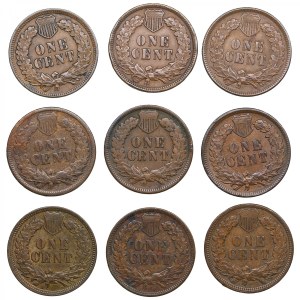 USA 1 Cent 1891, 1892, 1893, 1894, 1896, 1897, 1898, 1899 (9)