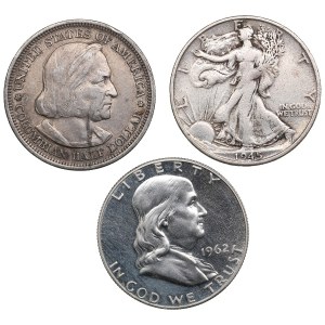 USA 1/2 Dollar 1893, 1945, 1962 (3)