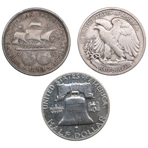USA 1/2 Dollar 1893, 1945, 1962 (3)