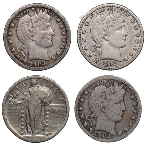 USA 1/4 Dollar 1902, 1903, 1912, 1918 (4)