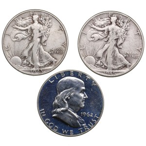 USA 1/2 Dollar 1943, 1945, 1962 (3)