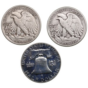 USA 1/2 Dollar 1943, 1945, 1962 (3)