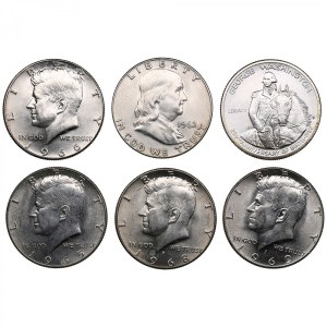 USA 1/2 Dollar 1962, 1965, 1966, 1968D, 1969D, 1982 (6)