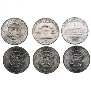 USA 1/2 Dollar 1962, 1965, 1966, 1968D, 1969D, 1982 (6)