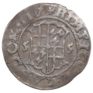 Livonian Confederation (Riga) AR Ferding 1555 - Wilhelm von Brandenburg and Heinrich von Galen
