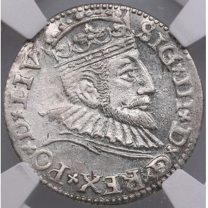City of Riga under Polish rule, AR 3 Groszy (Trojak) 1593 - Sigismund III Vasa (1587-1632) - NGC MS 61