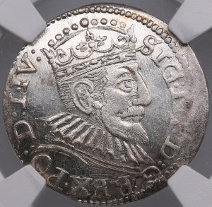 City of Riga under Polish rule, AR 3 Groszy (Trojak) 1594 - Sigismund III Vasa (1587-1632) - NGC MS 62