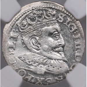 City of Riga under Polish rule, AR 3 Groszy (Trojak) 1596 - Sigismund III Vasa (1587-1632) - NGC MS 62