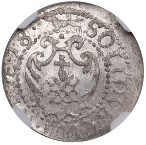 City of Riga under Polish rule, BI Schilling / Solidus 1618 - Sigismund III Vasa (1587-1632) - NGC MS 65