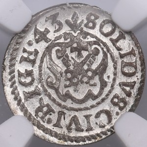 City of Riga under Swedish rule, BI Schilling / Solidus 1643 - Christina (1632-1654) - NGC MS 65