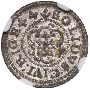 City of Riga under Swedish rule, BI Schilling / Solidus 1644 - Christina (1632-1654) - NGC AU 58