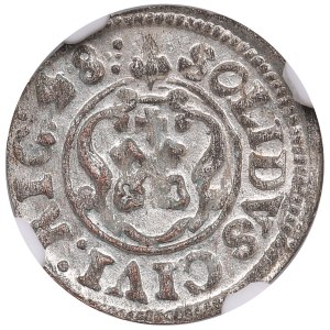 City of Riga under Swedish rule, BI Schilling / Solidus 1648 - Christina (1632-1654) - NGC MS 63