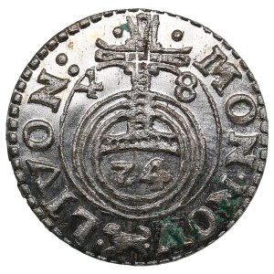 Duchy of Livonia (Riga) AR Dreipölker (1⁄24 Thaler) 1648 - Christina (1632-1654)