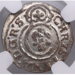 Duchy of Livonia (Riga) BI Schilling / Solidus 1649 - Christina (1632-1654) - NGC MS 65
