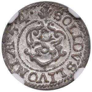 Duchy of Livonia (Riga) BI Schilling / Solidus 1654 - Karl X Gustav (1654-1660) - NGC MS 63