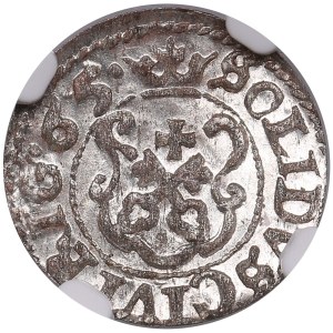 City of Riga under Swedish rule, BI Schilling / Solidus 1665 - Karl XI (1660-1697) - NGC MS 64