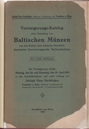 HESS NACHF., A., Frankfurt am Main, Auction of June 28-29, 1920, Frankfurt/Main.