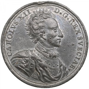 Sweden (Related to Russia & Estonia) Tin-Alloy Medal 1700 - Victory at Narva, 20 November 1700 - Karl XII (1697-1718)