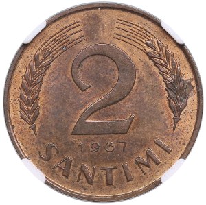 Latvia (Riga) 2 Santimi 1937 - NGC MS 63 RB
